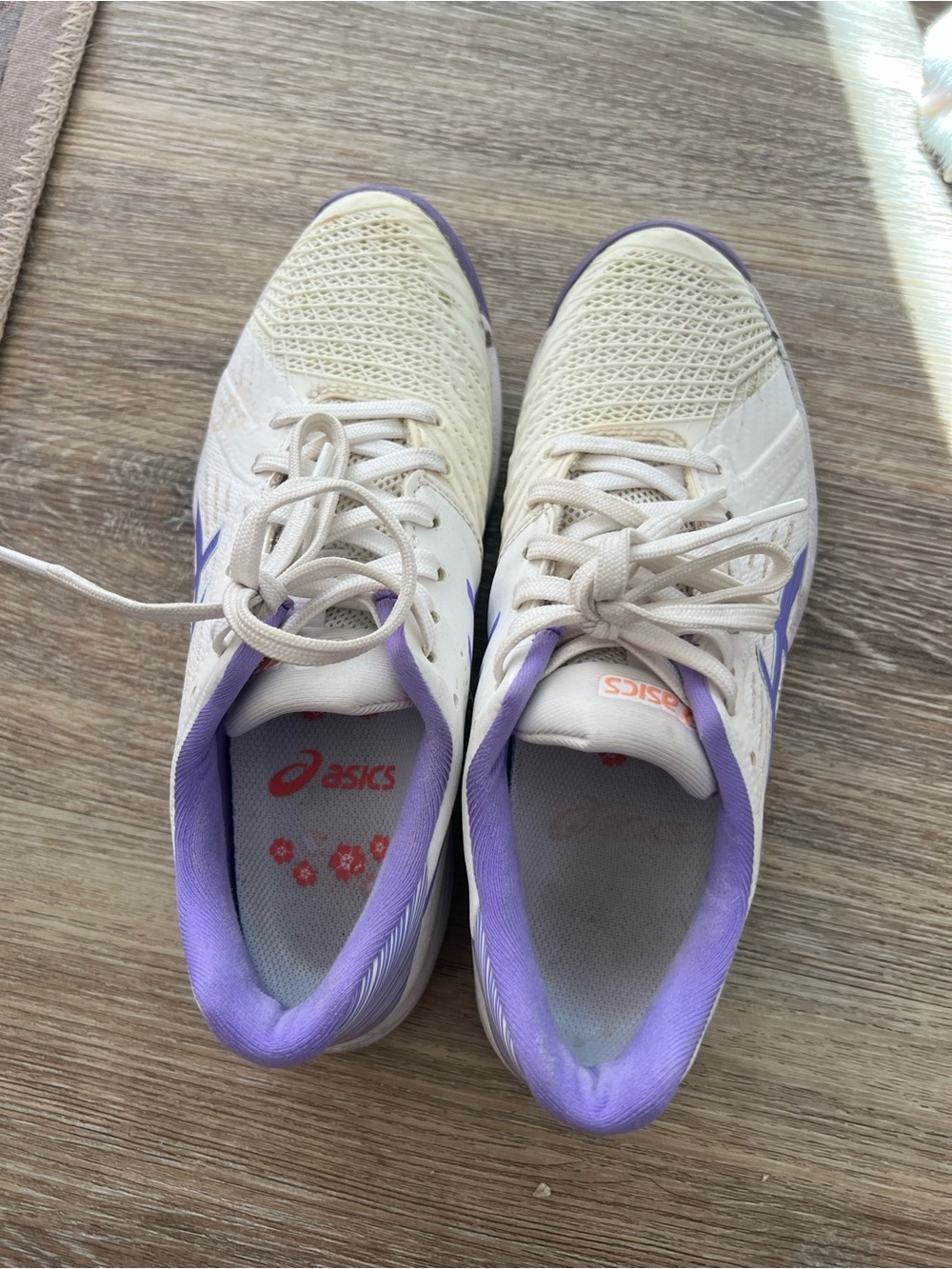 ASICS Women's Cream and Lavender Athletic Shoes